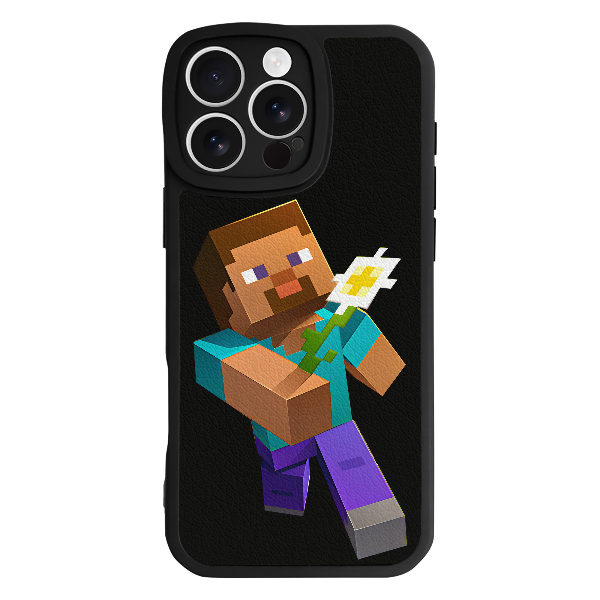 （画像用） マインクラフト ブロックの世界 Minecraft MC Block world 【iPhone 16シリーズ対応】シリコンスマホケース（レザー調） 材質：シリコン